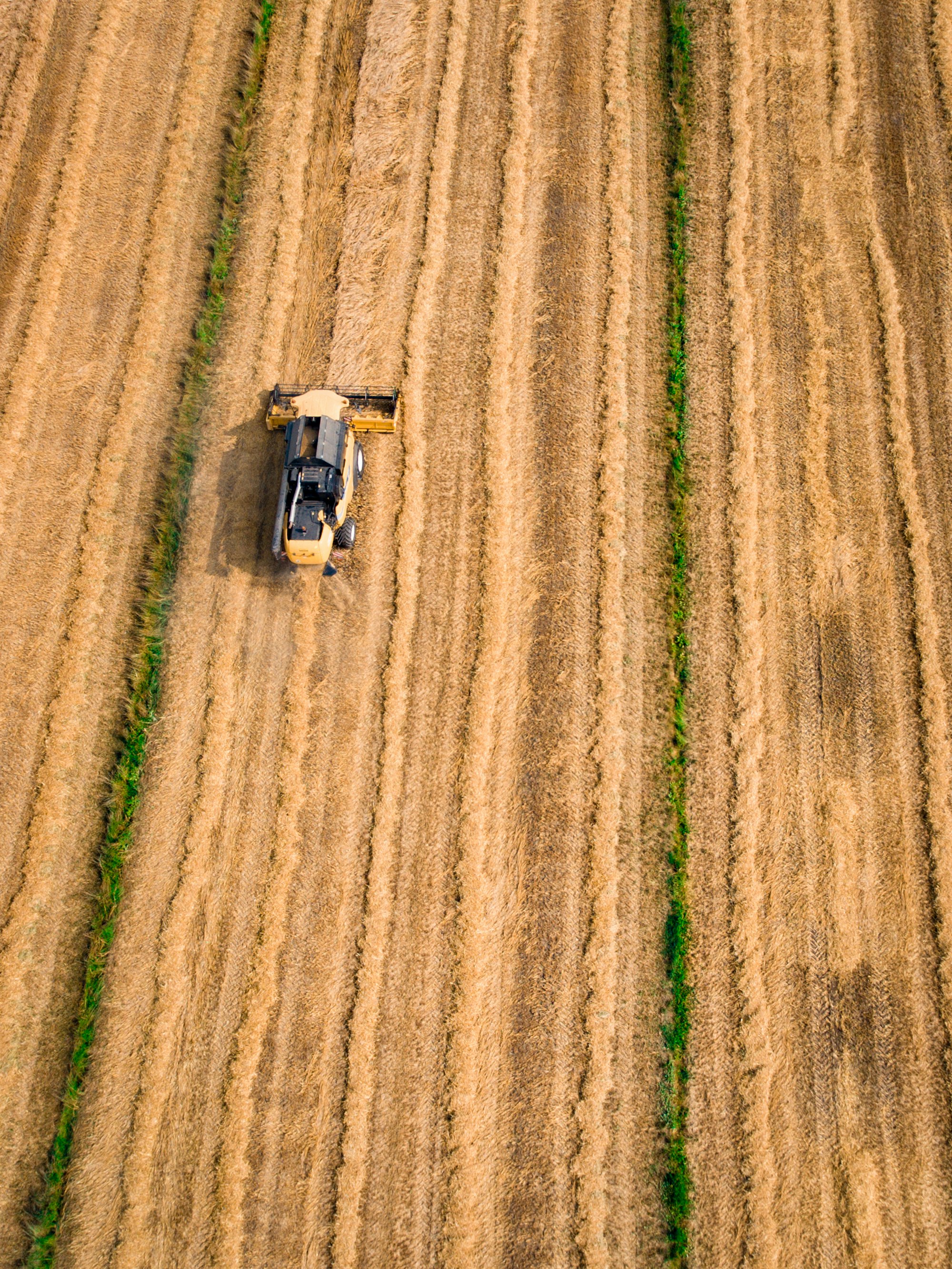 Aerial view of a cultivator working brown cropping country
